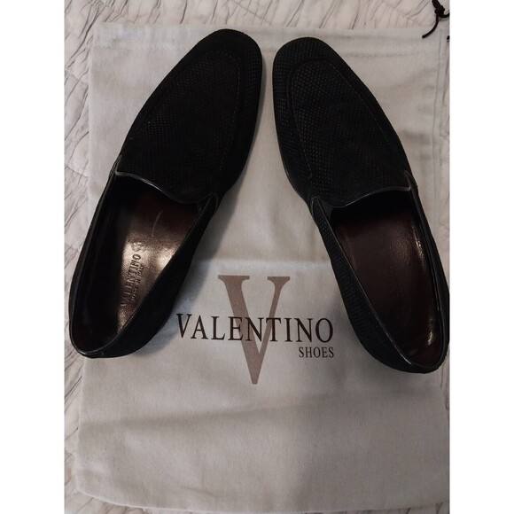 Men’s Black Suede Valentino Loafers Dress Shoes EU Size 39 main image 4
